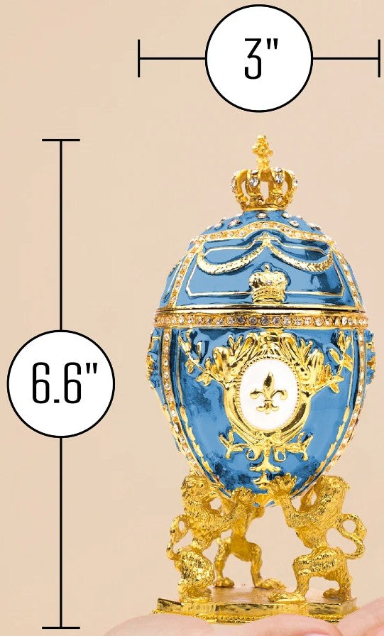 Royal Imperial Aqua Russian Fabergé Egg Replica with Aqua Carriage