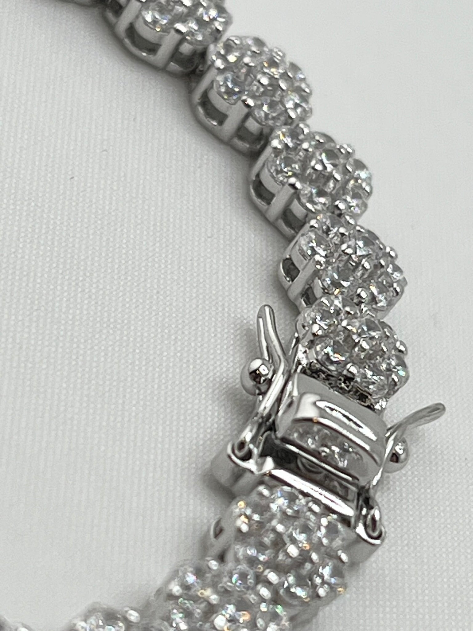 925 Sterling CZ Cluster Eternity Tennis Bracelet