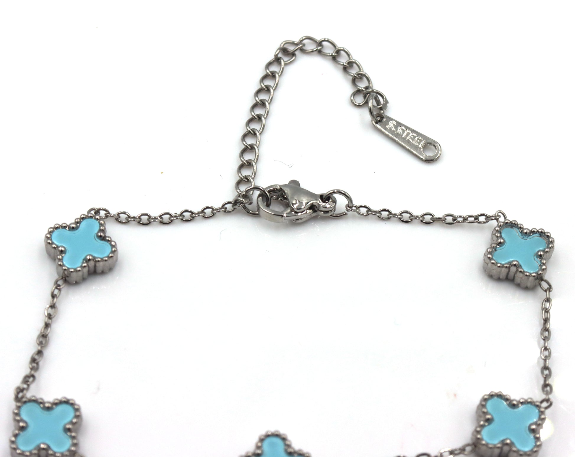 Blue stone stainless steel adjustable bracelet