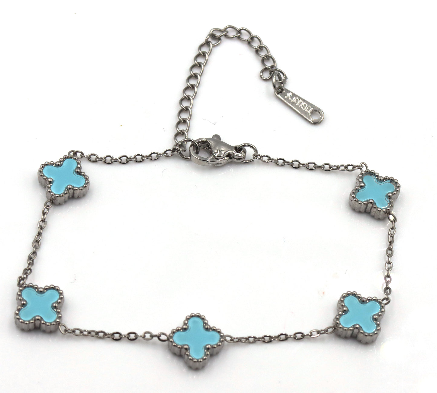 Blue stone stainless steel adjustable bracelet