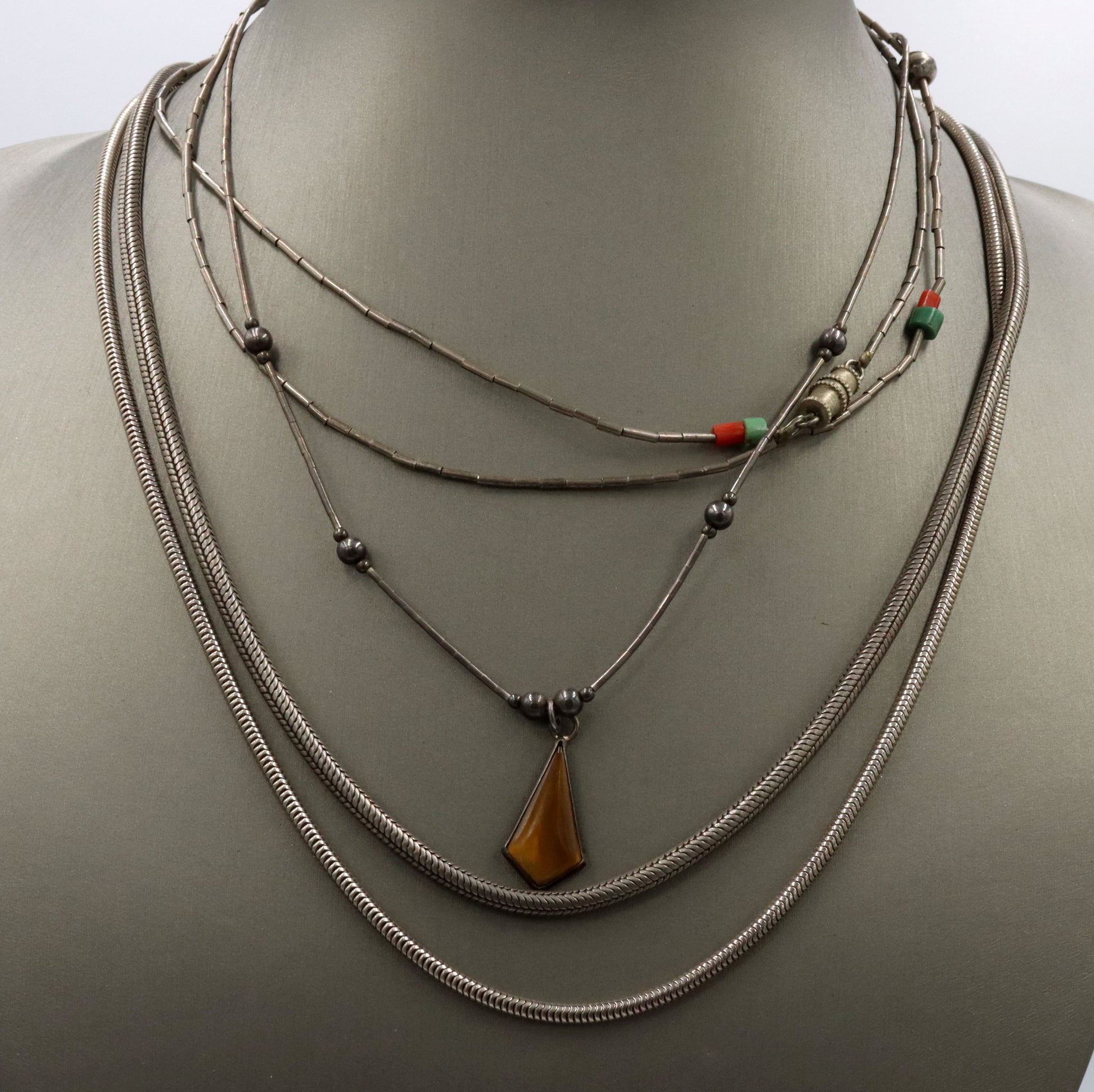 Vintage 925 sterling silver group lot of 4 necklaces