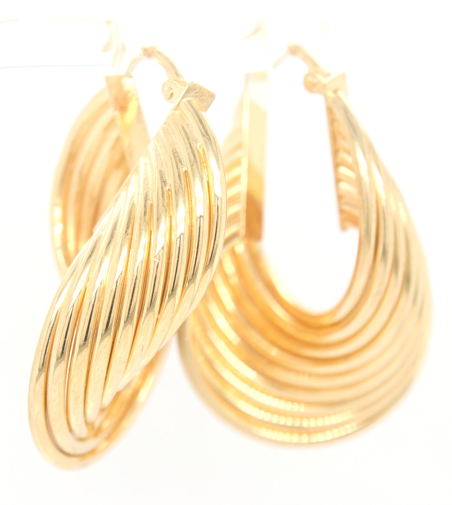 14kt Yellow gold multi row twisted earrings