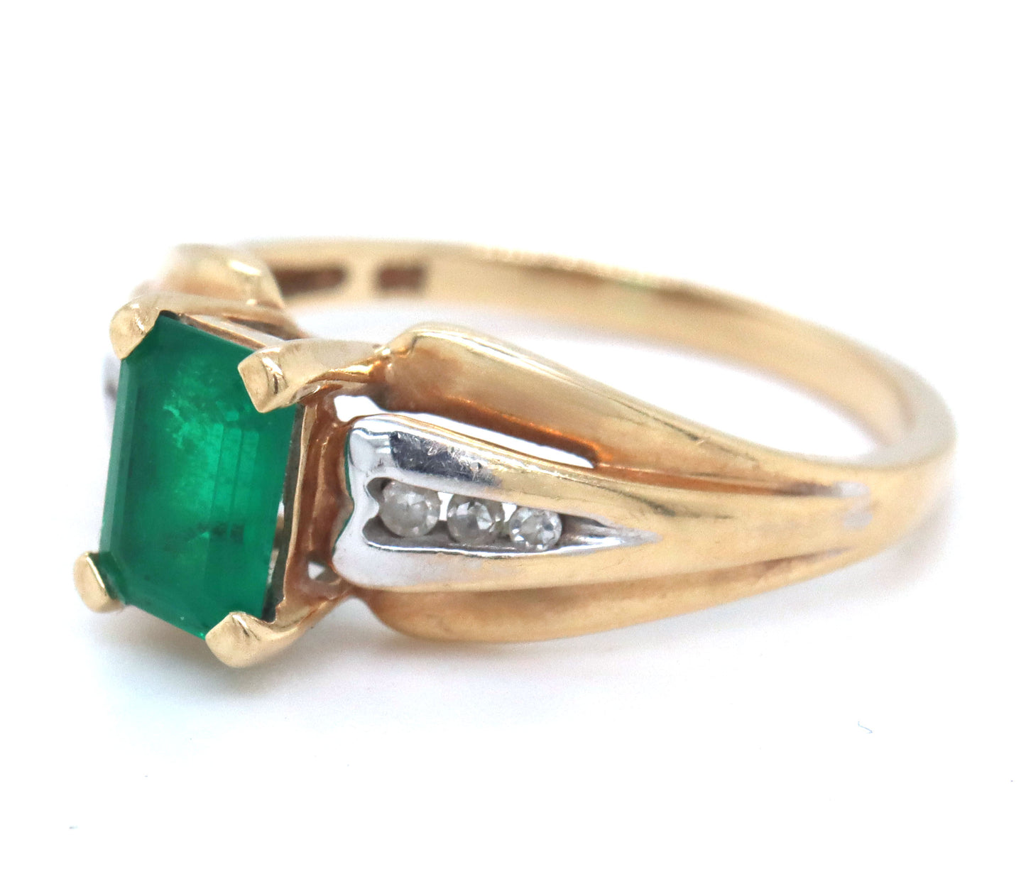 10kt Yellow gold synthetic emerald cut Emerald ring
