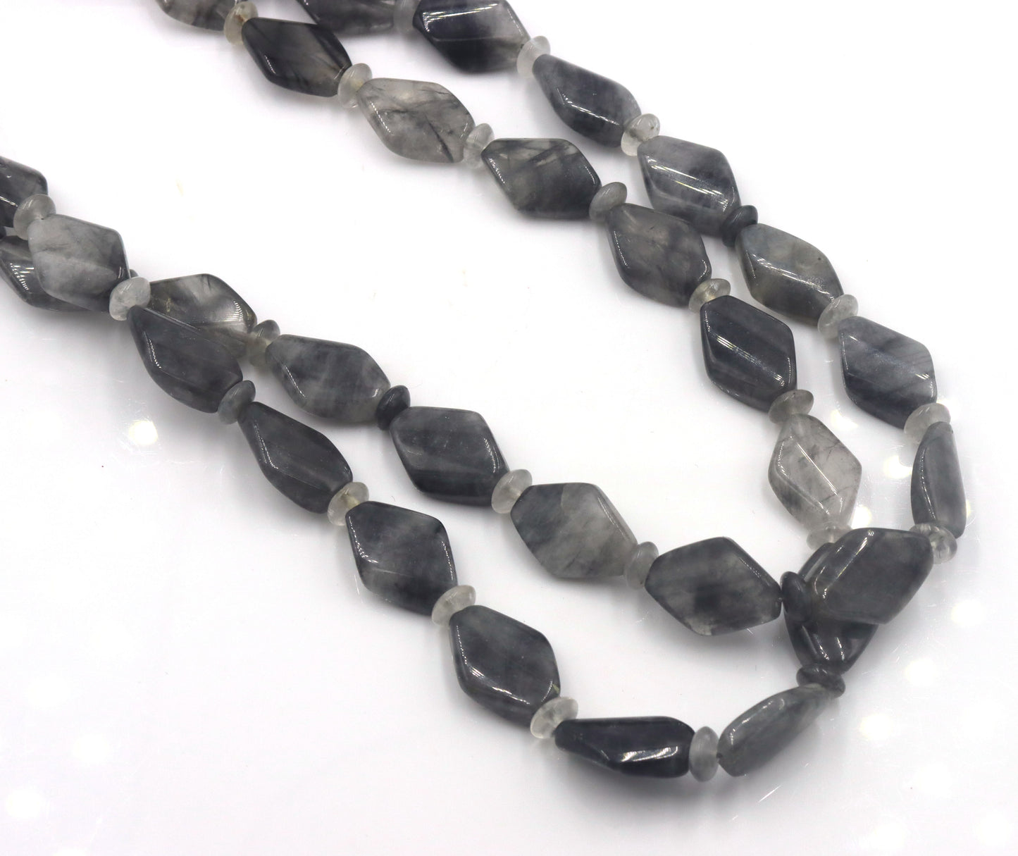 Two row strand smokey quartz necklace