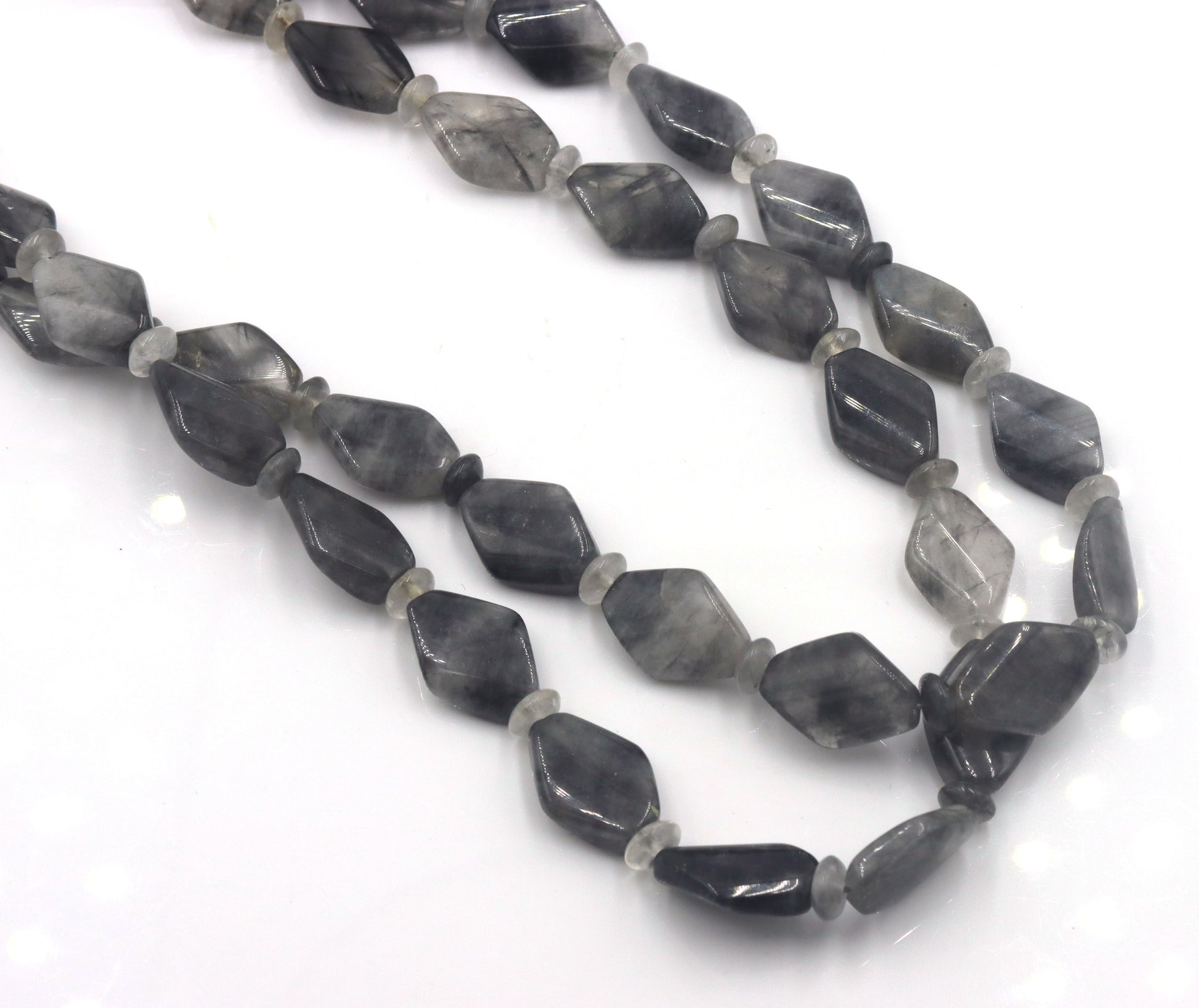 Two row strand smokey quartz necklace