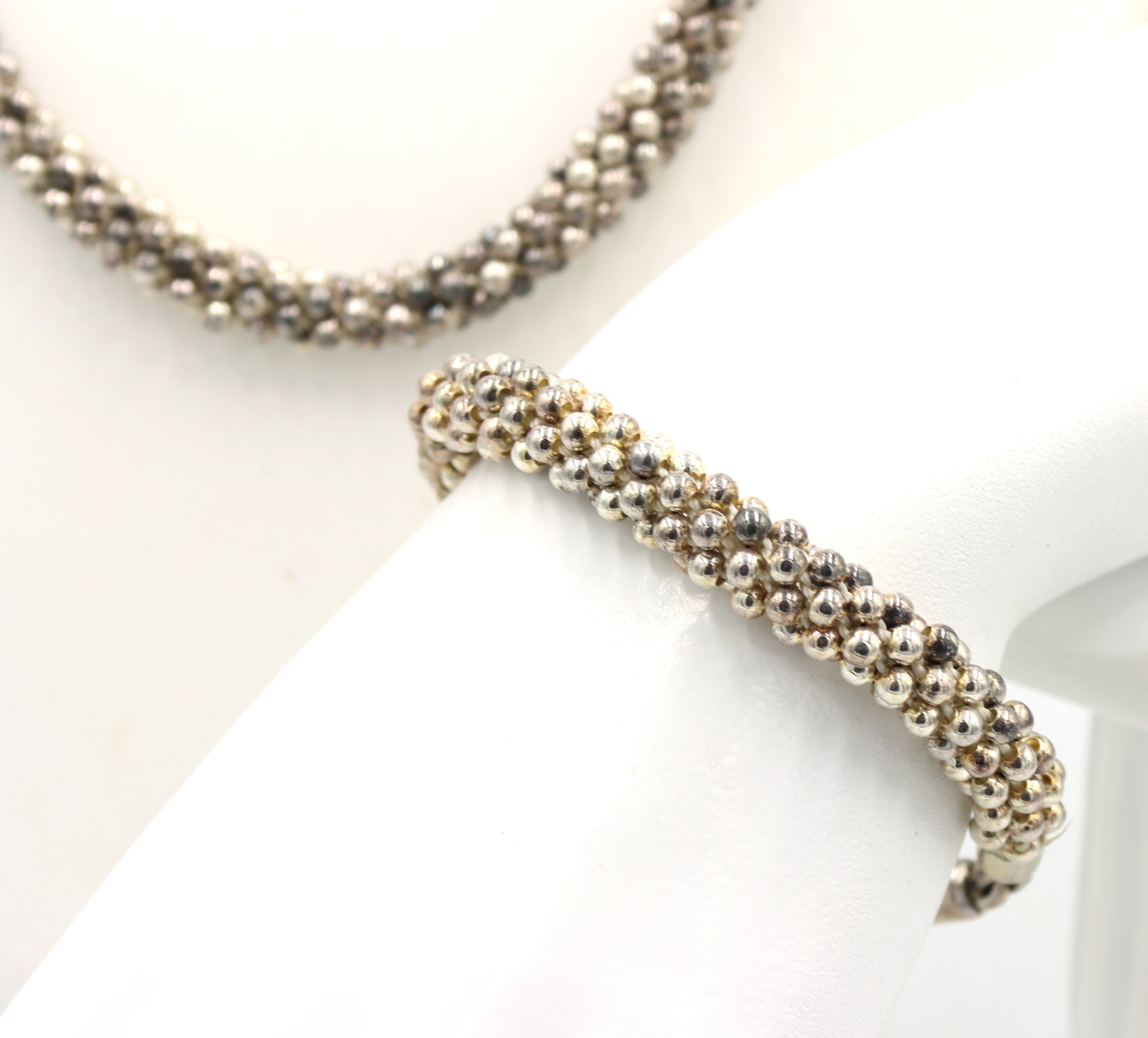 Set of Vintage 925 sterling silver necklace and matching bracelet