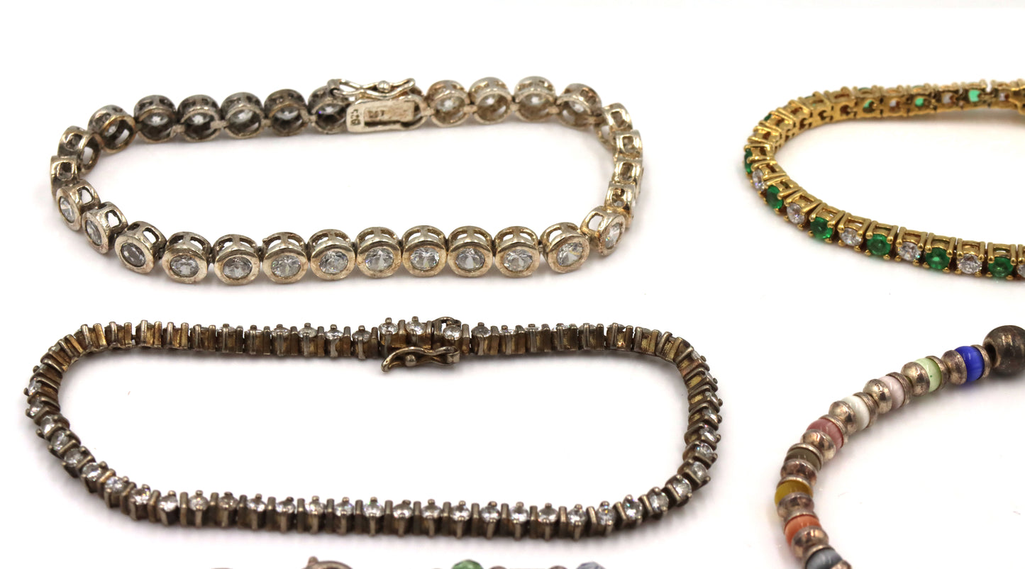 Group lot of 8 vintage 925 sterling silver bracelets