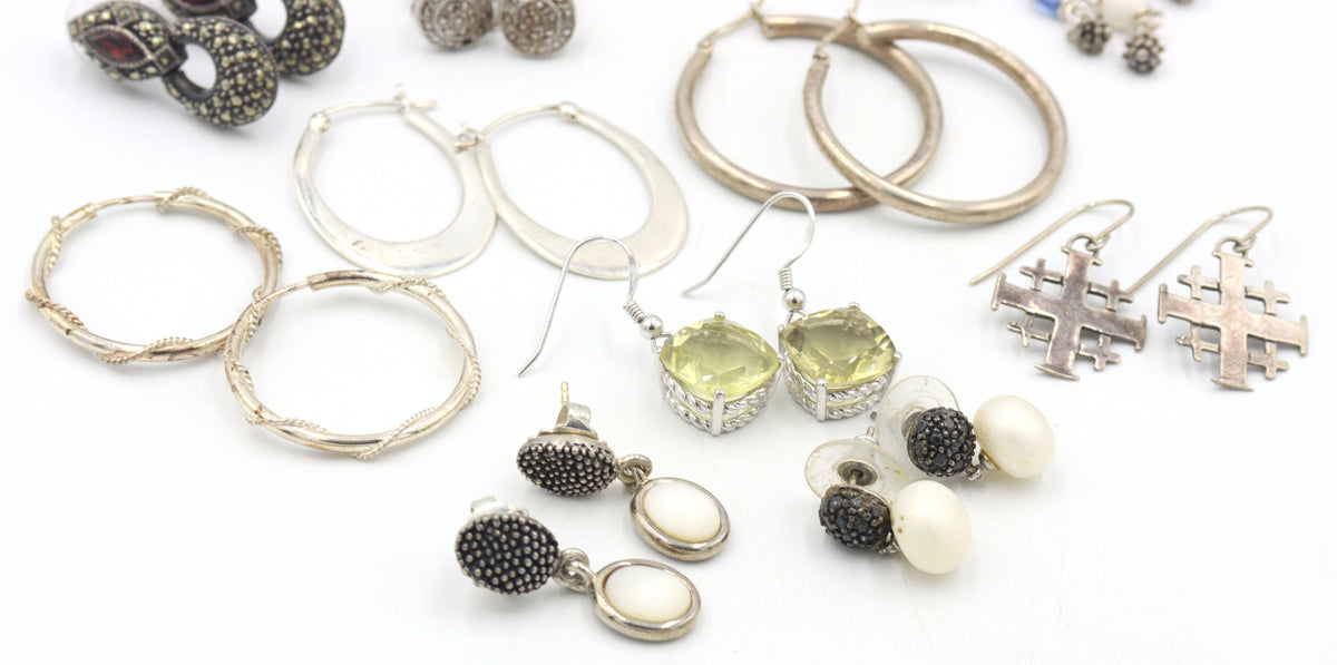 Group lot of Vintage 925 sterling silver earrings