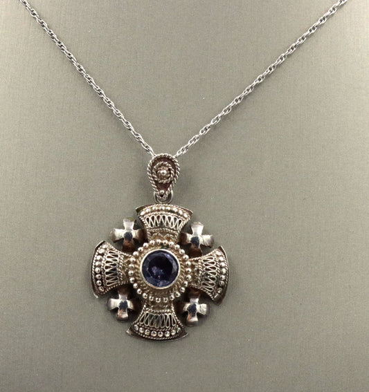 925 Sterling silver signed Jerusalem Jordan pendant on chain