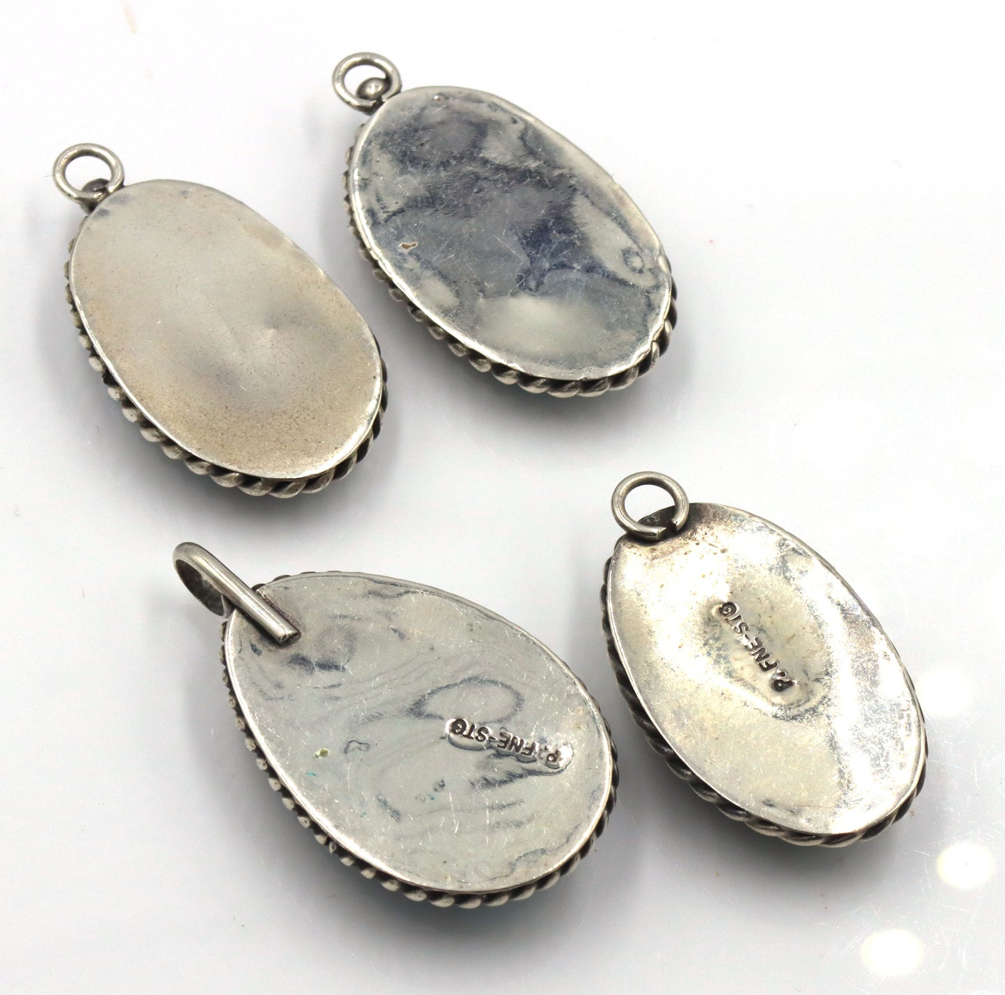 Group lot of 4 Vintage 925 sterling silver turquoise charms