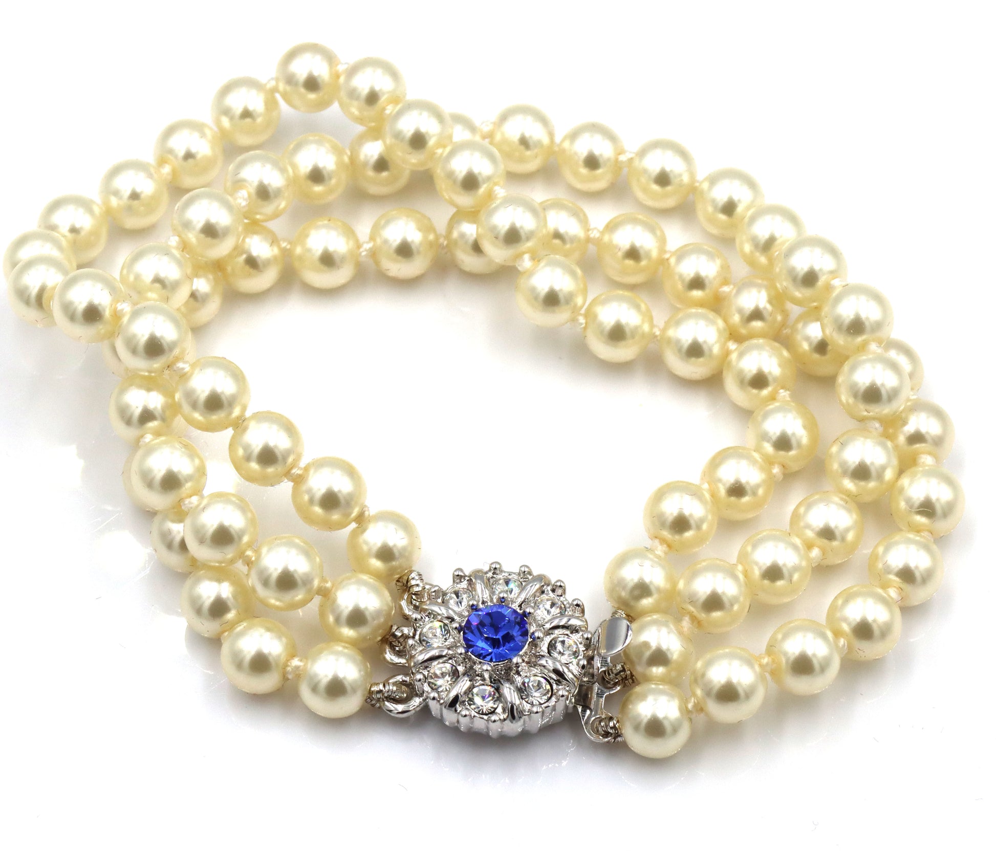 Camrose & Kross JBK faux pearl and blue Swarovski crystal necklace and matching bracelet