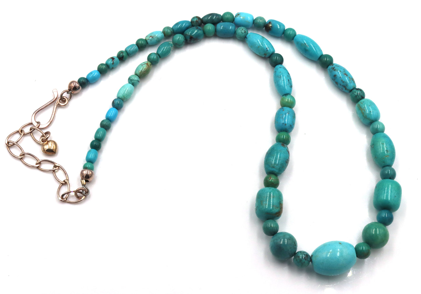 Turquoise beaded necklace with silver clasp