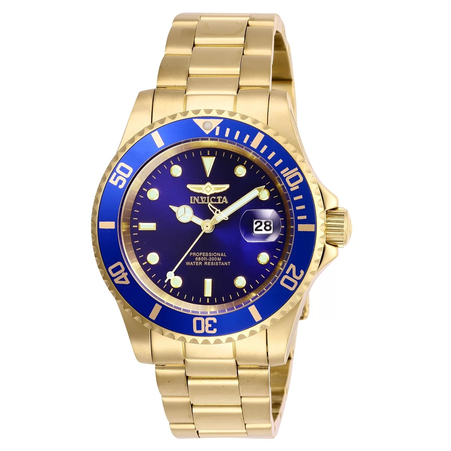 Invicta Mens Pro Diver Quartz 3 Hand Blue Dial Watch