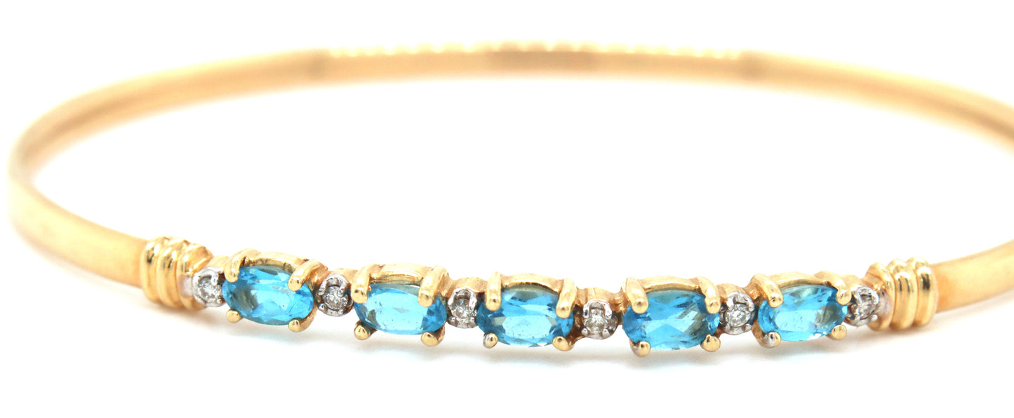 14kt Blue topaz bangle bracelet