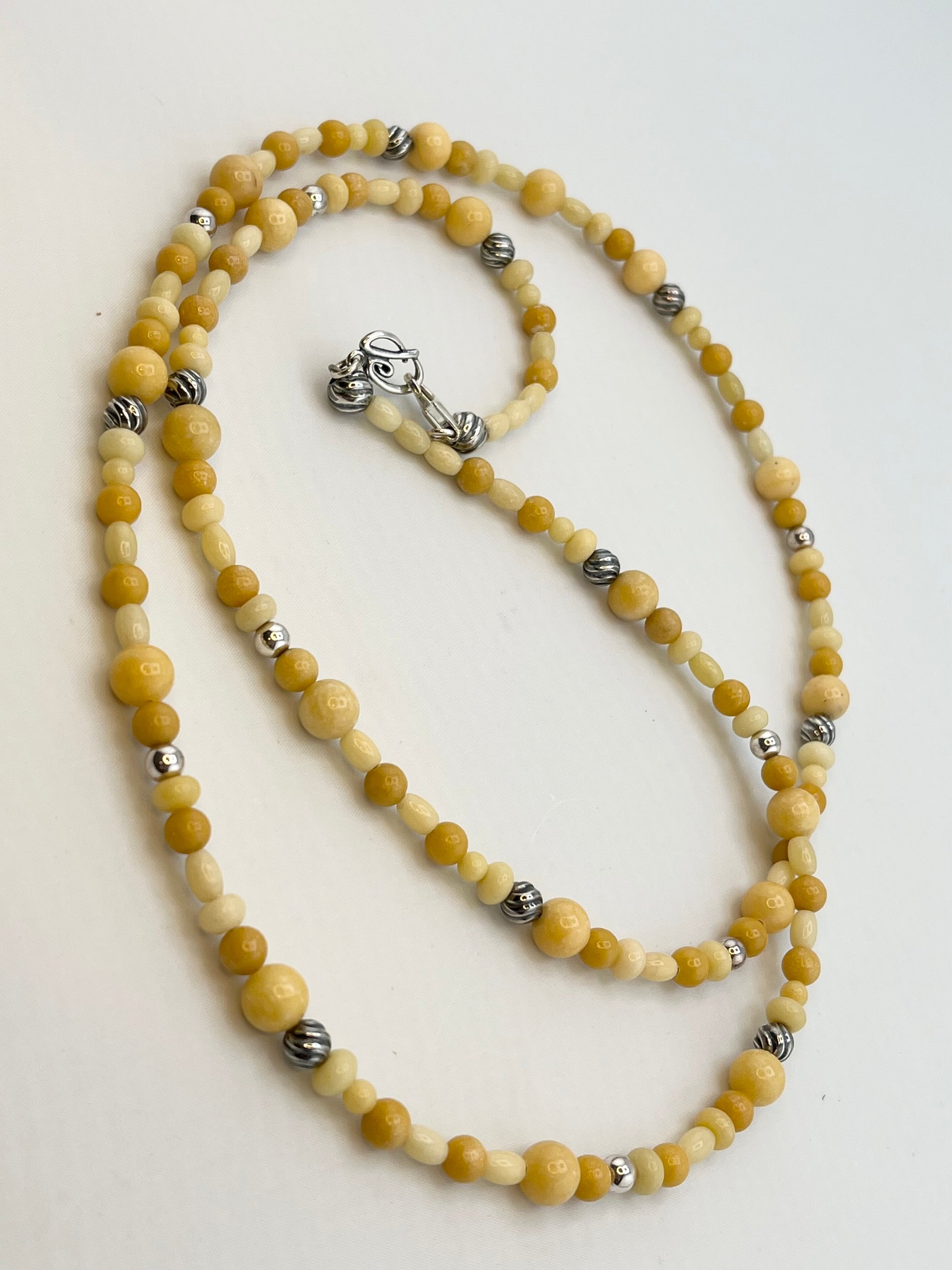 925 Sterling Silver Jay King DTR Silpada Yellow Opal Beads And Silver accent Necklace