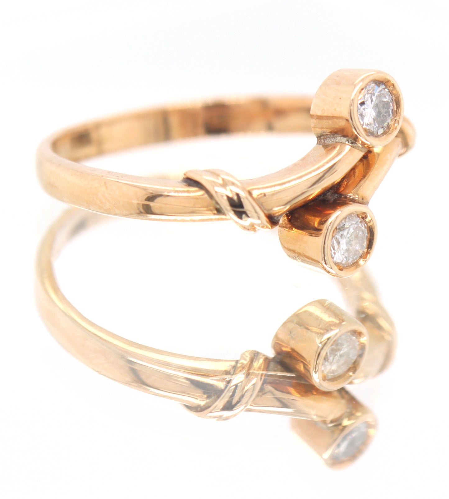 14kt Yellow gold diamond bypass ring