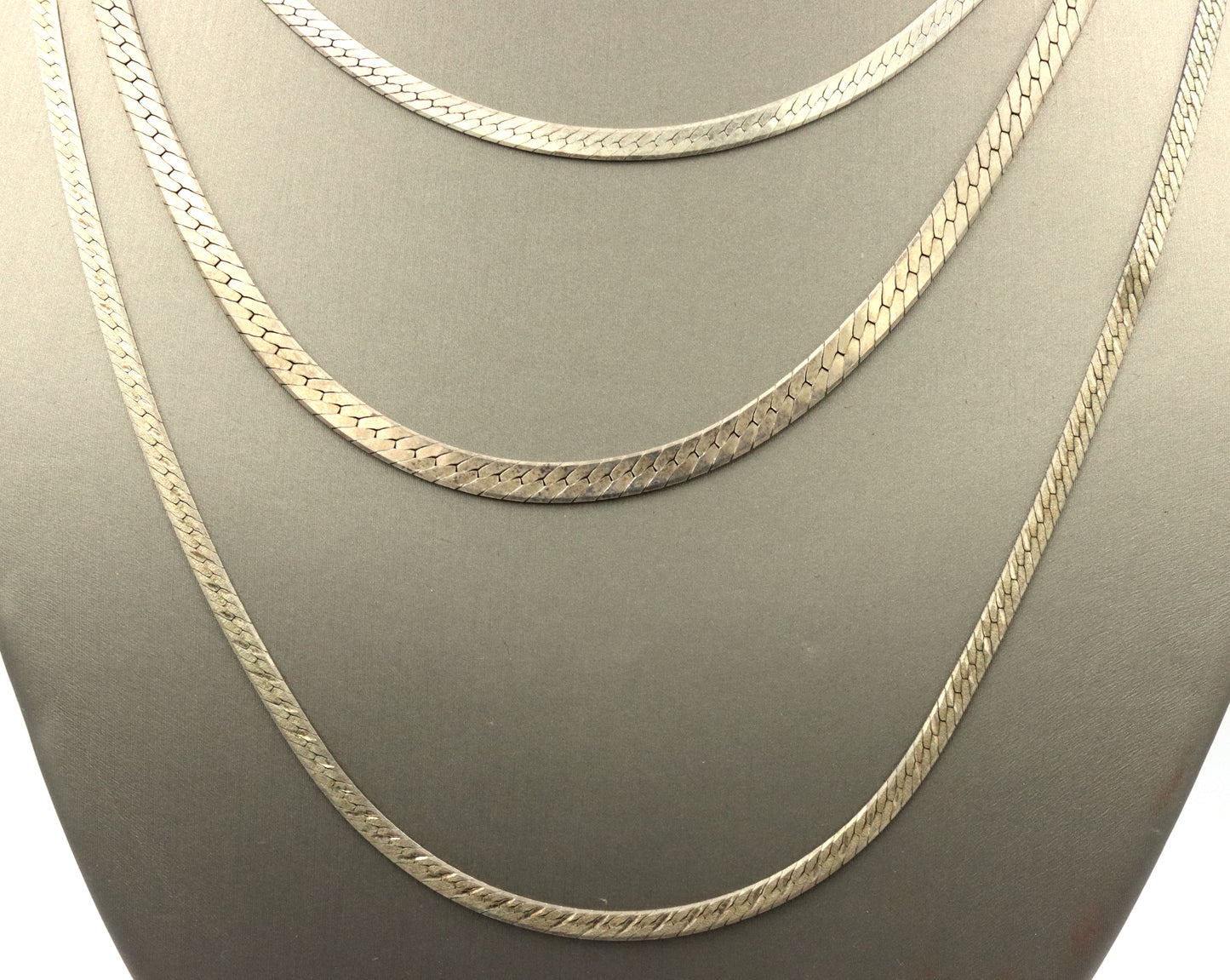 Lot of 3 Italian Vintage 925 sterling silver Herringbone chains