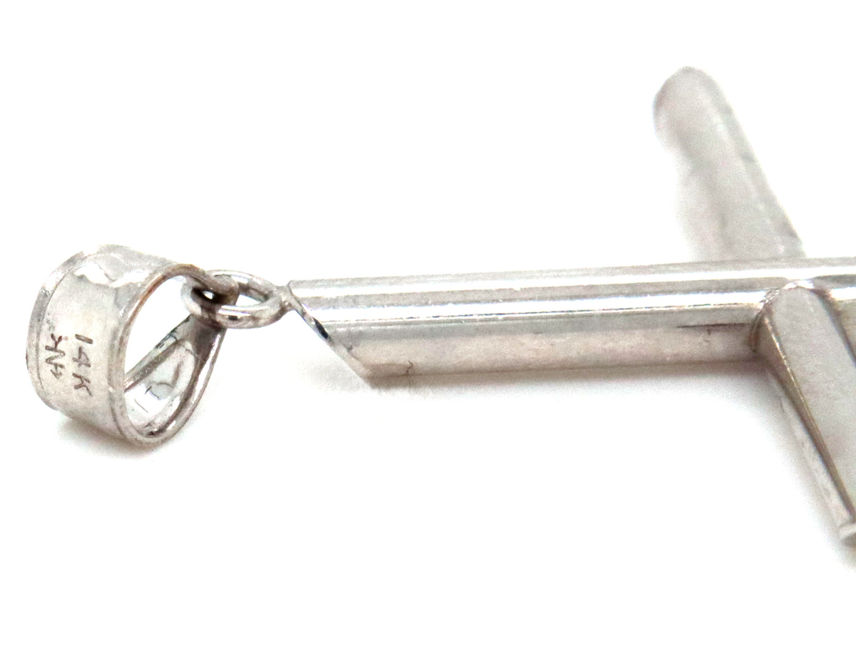 14kt White gold cross pendant