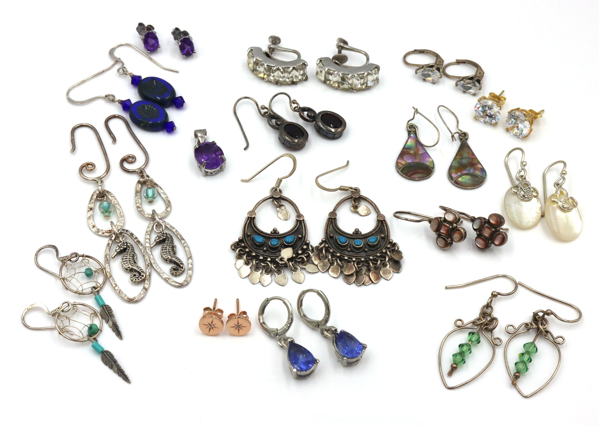 Group lot of Vintage 925 sterling silver earrings