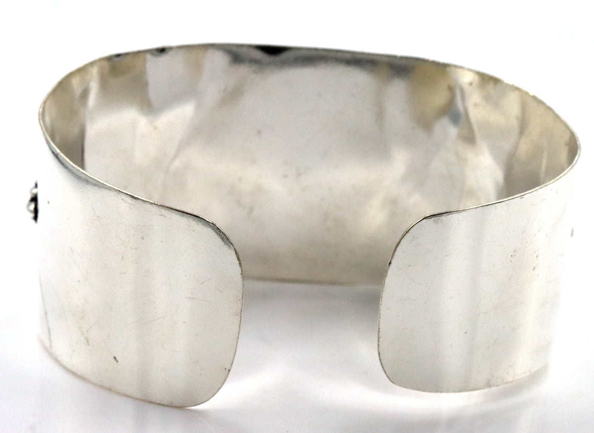 925 Sterling Silver Ornate Turquoise Cuff Bracelet
