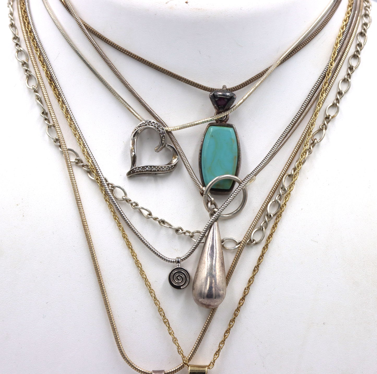 Group lot of 7 Vintage 925 sterling silver necklaces
