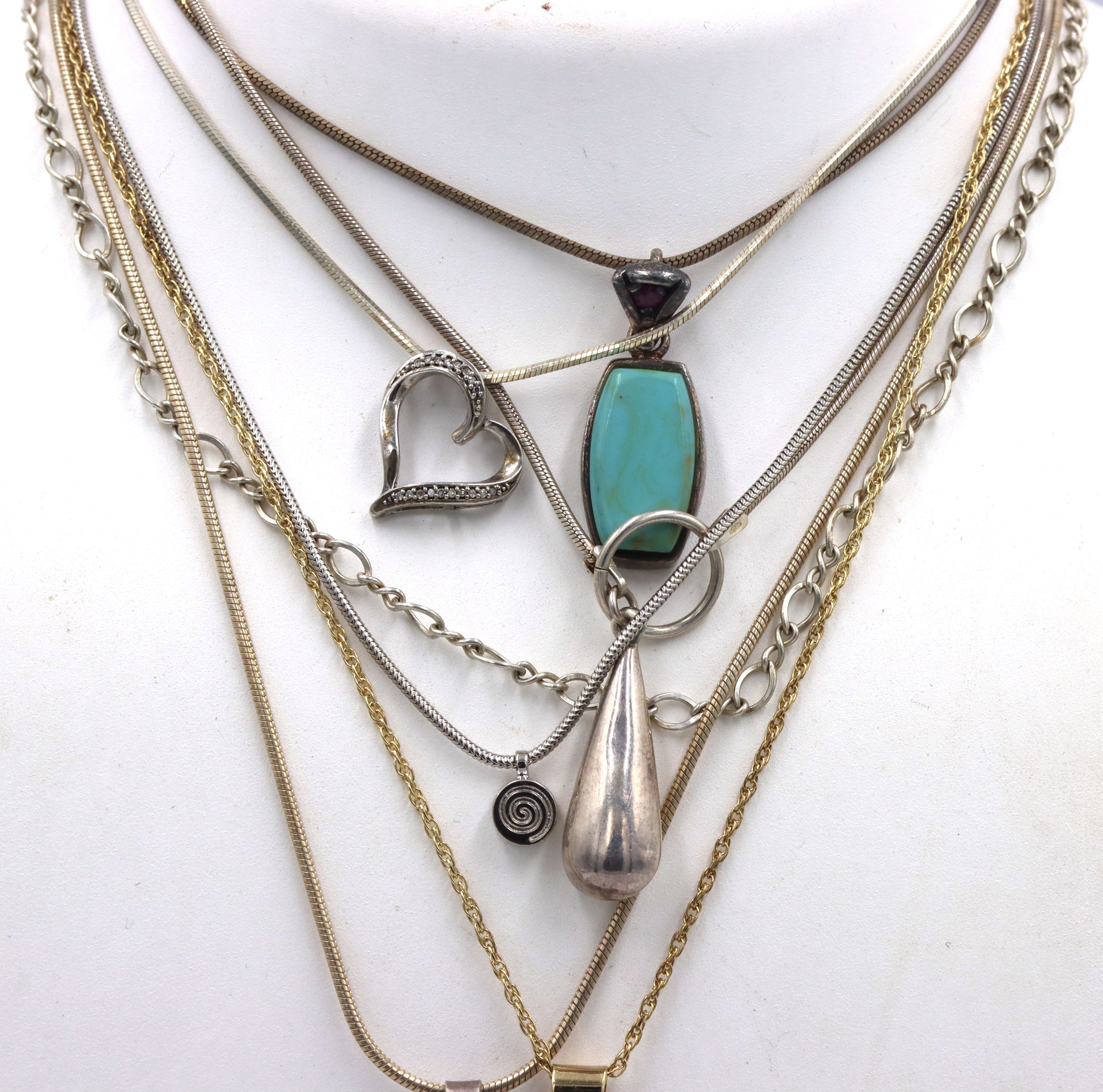Group lot of 7 Vintage 925 sterling silver necklaces