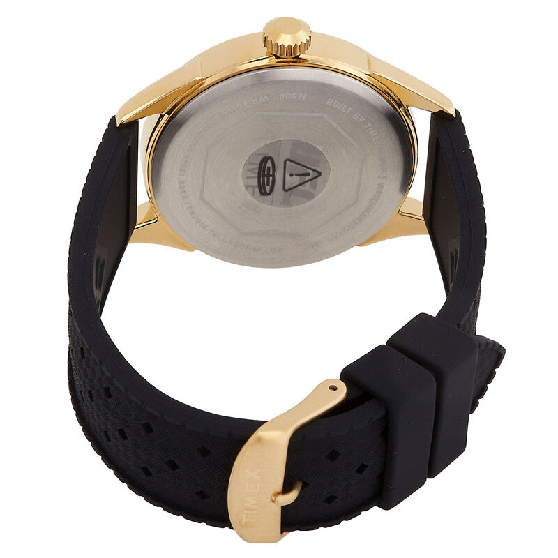 Timex UFC Street Mens Black Dial Gold Tone Stainless Steel Black Silicone Strap Quartz Watch