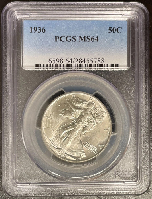 1936 Walking Liberty Half Dollar PCGS MS64 Brilliant Uncirculated Silver 50C