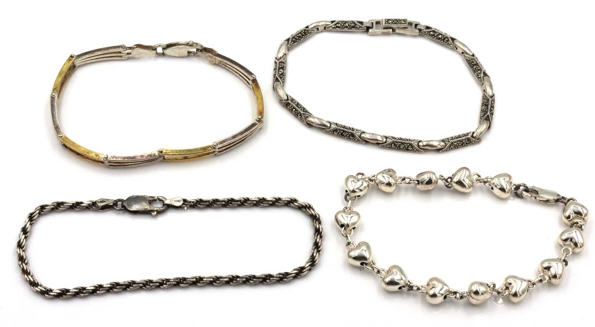 Group lot of Vintage 925 sterling silver 4 bracelets