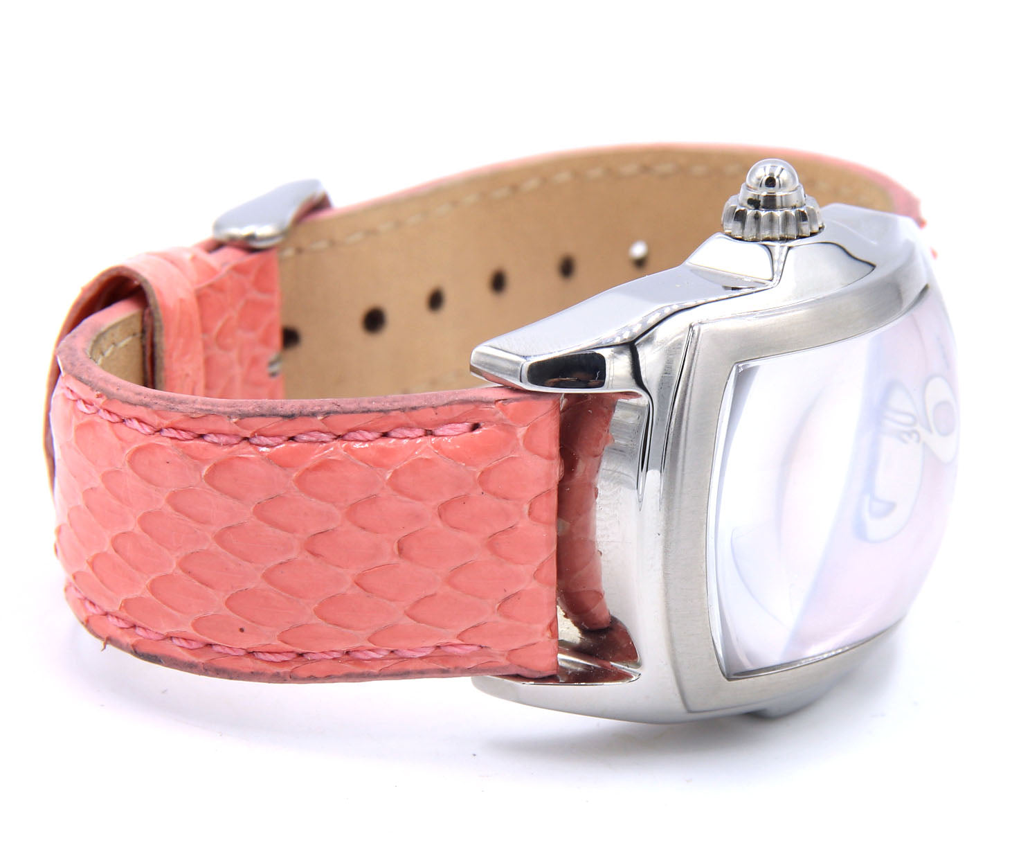 Invicta lady lupah pink dial quartz snake skin strap watch