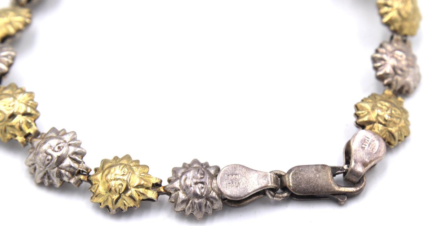 Italian Vintage 925 sterling silver sun link bracelet