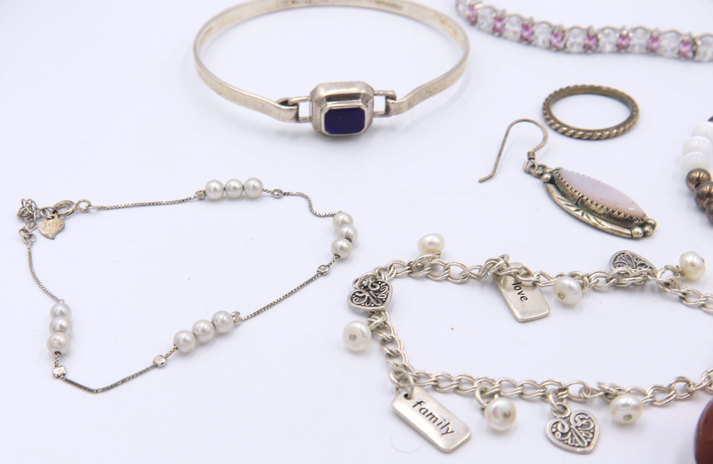 Lot of Vintage 925 Sterling Silver Gemstone Bracelets
