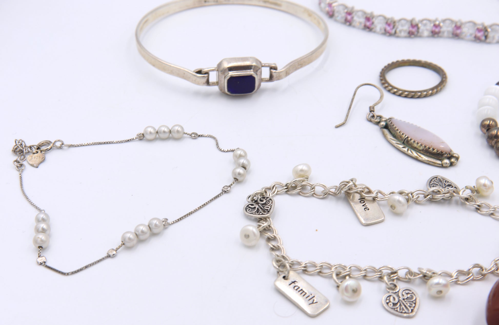 Lot of Vintage 925 Sterling Silver Gemstone Bracelets