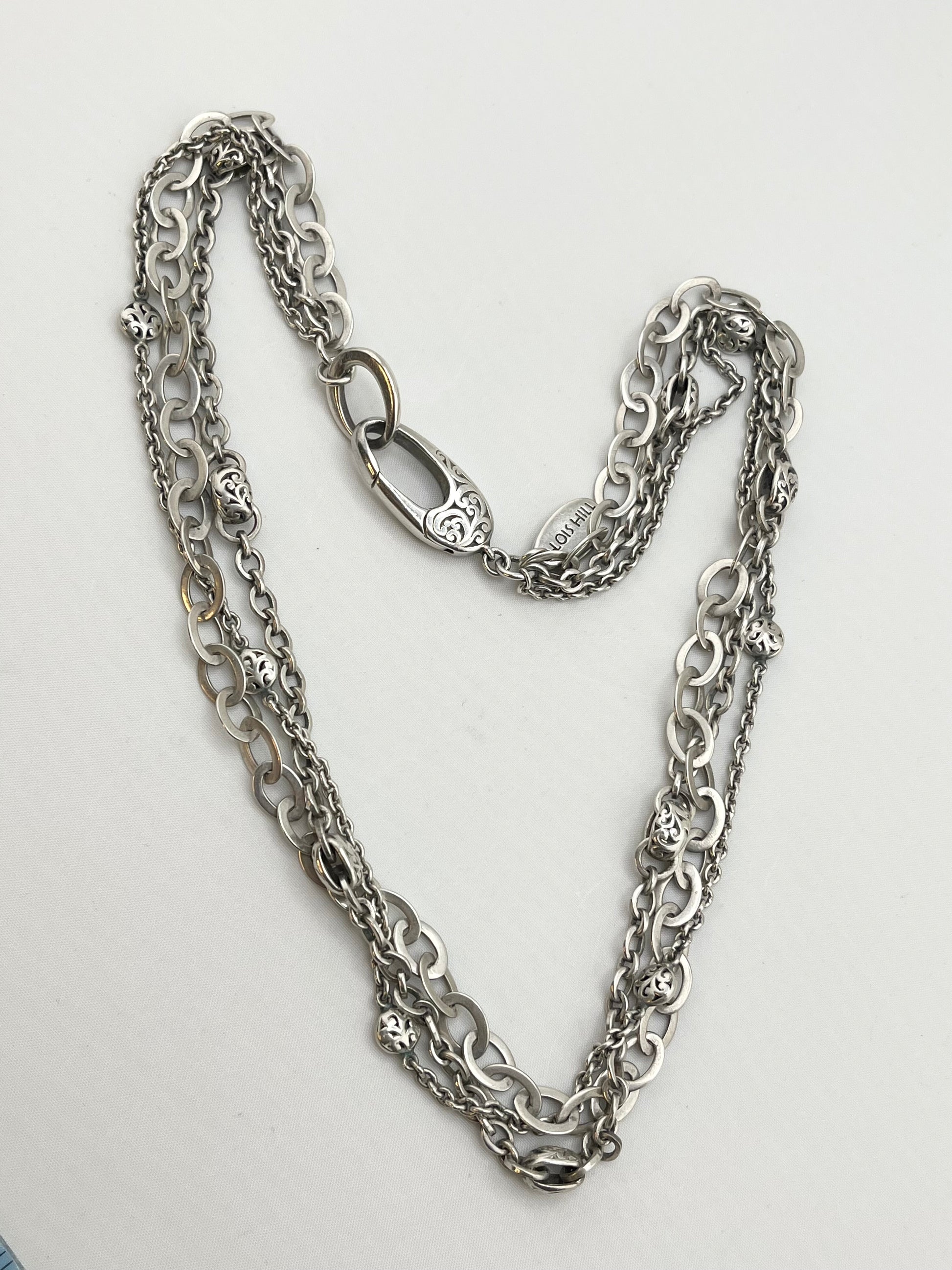 925 Sterling Silver Vintage Rare Lois Hill Multi Strands Chain Style Necklace