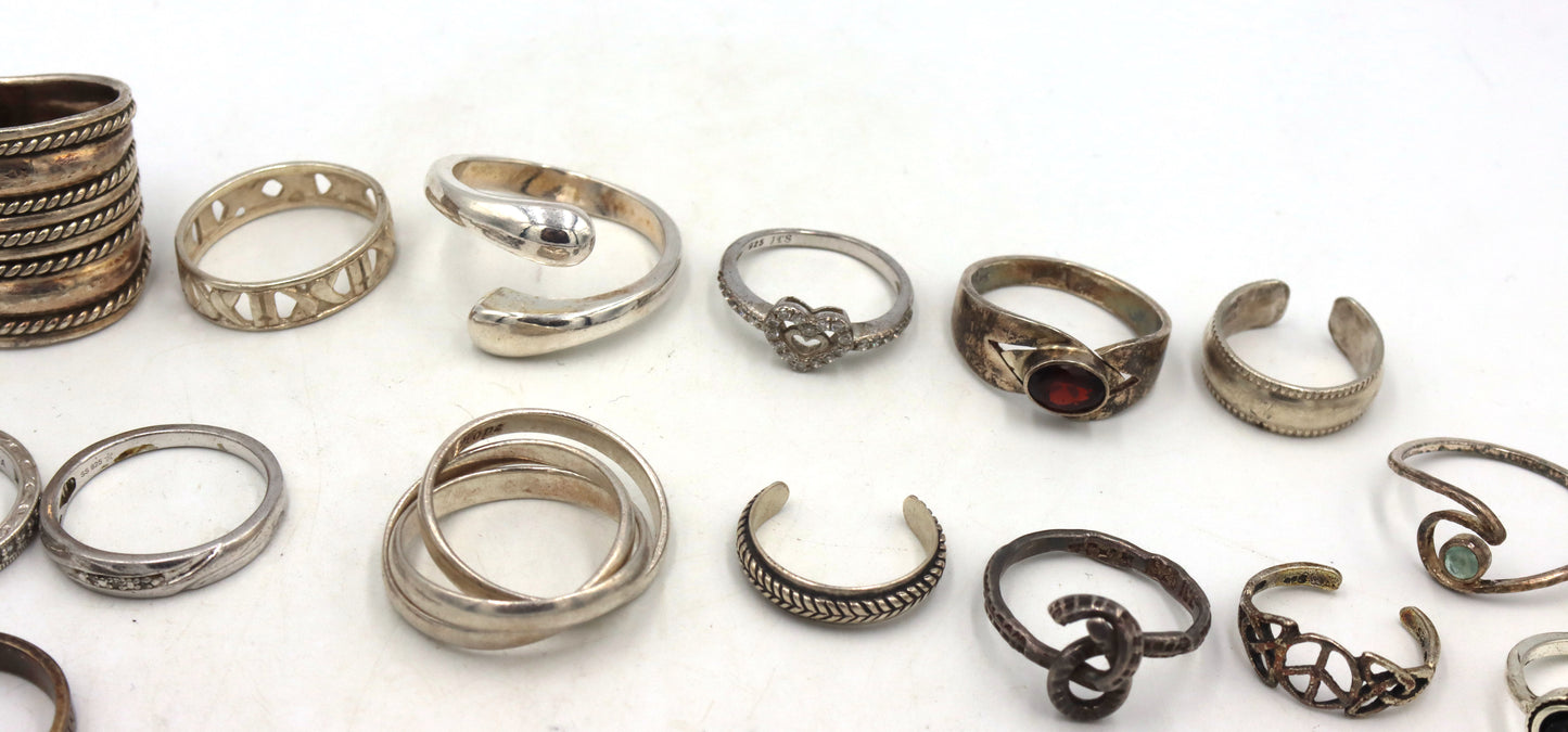 Group lot of Vintage 925 sterling silver rings