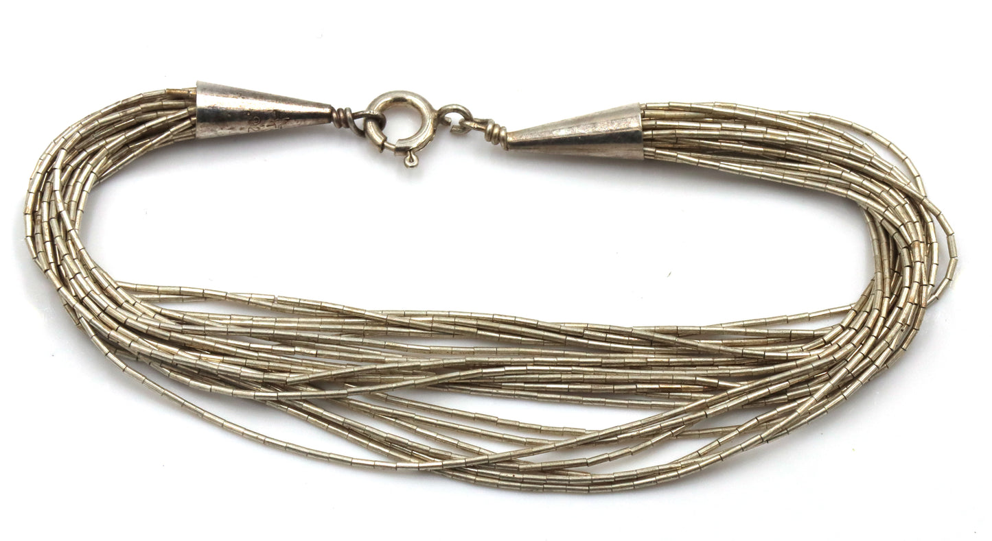 Set of Vintage 925 sterling silver multi strand necklace, bracelet and dangle earrings