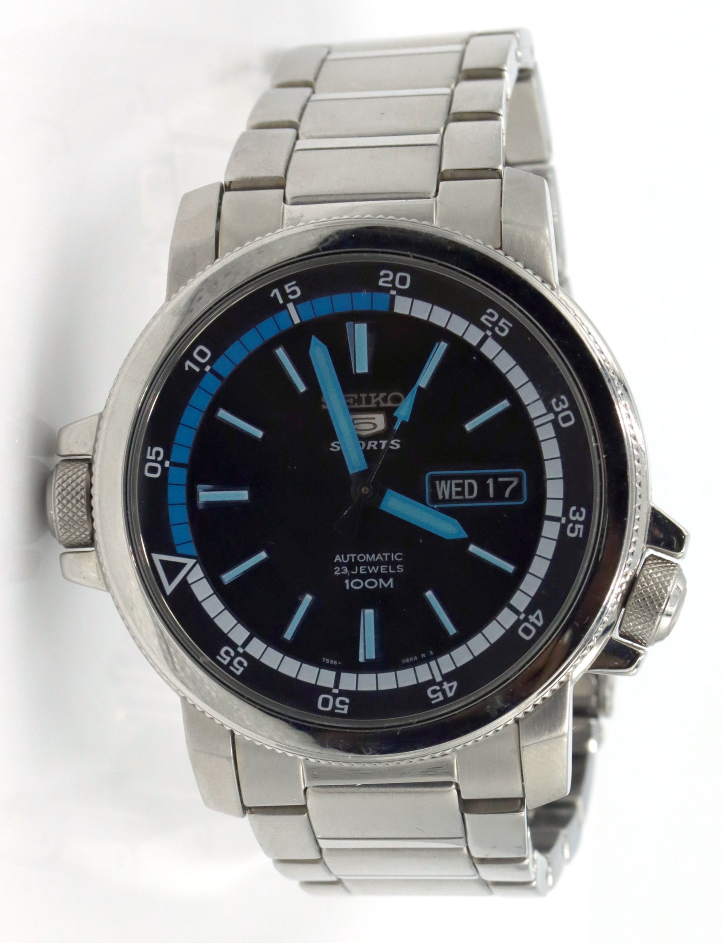 Seiko sport black dial automatic watch