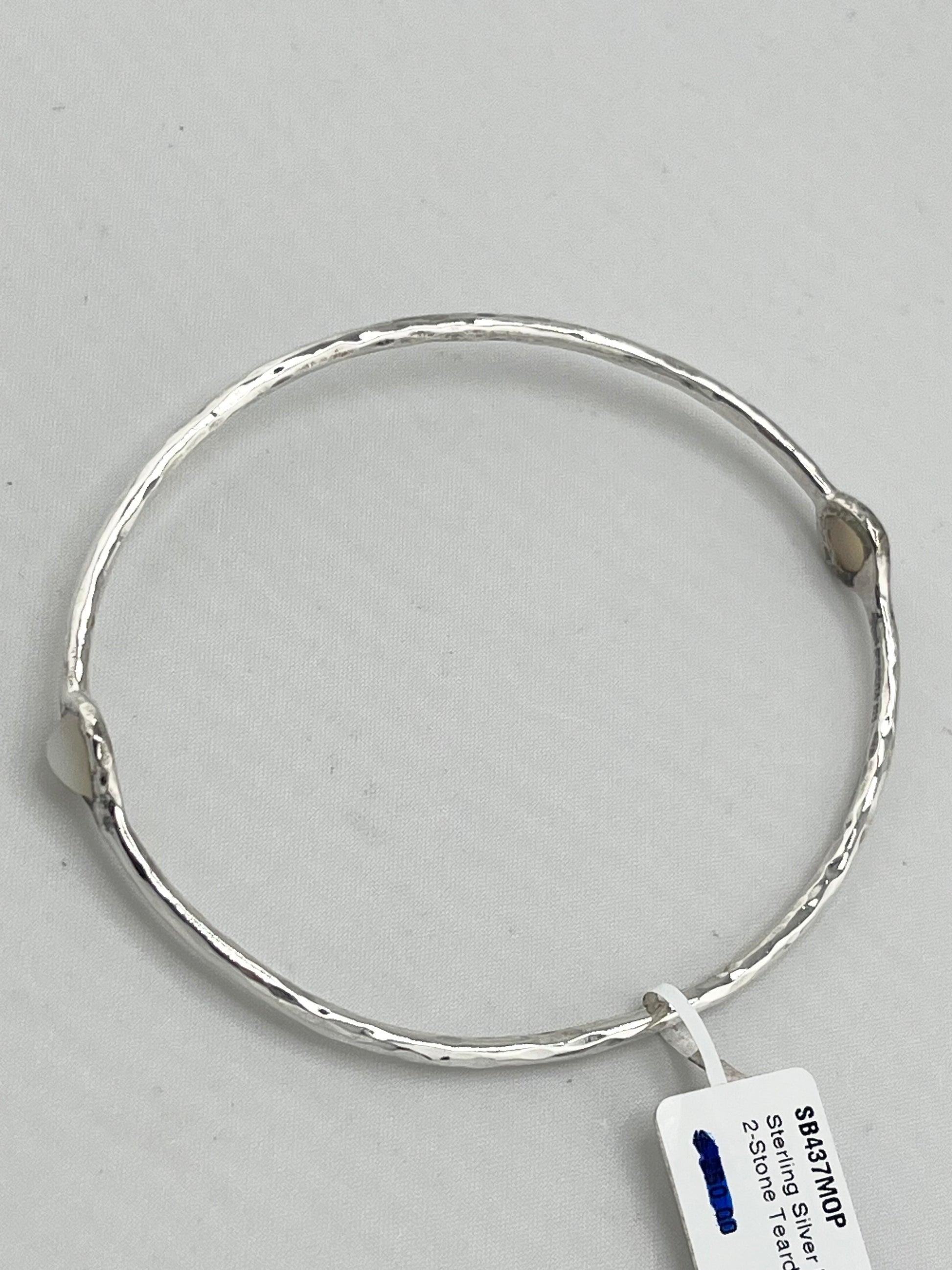 925 Serling Silver Ippolita Hammered Oval Moon Stone Bangle