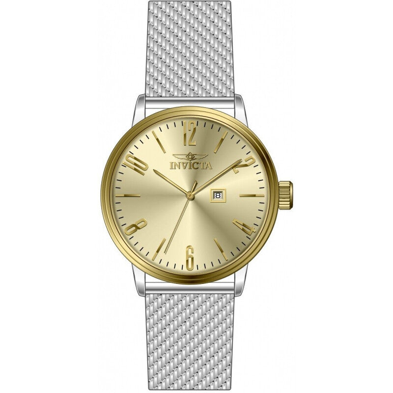 Invicta Specialty Mens Quartz Gold Dial Stainless Steel Mesh Bracelet Watch