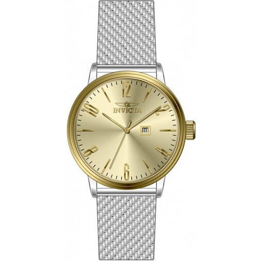 Invicta Specialty Mens Quartz Gold Dial Stainless Steel Mesh Bracelet Watch