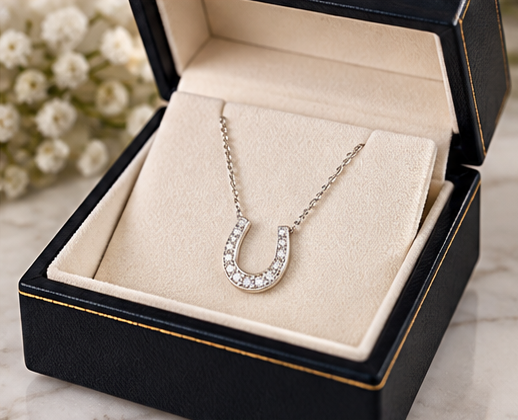 Amazing White Gold Diamond Horseshoe Necklace