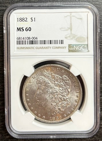 1882 Morgan Silver Dollar $1 NGC MS 60