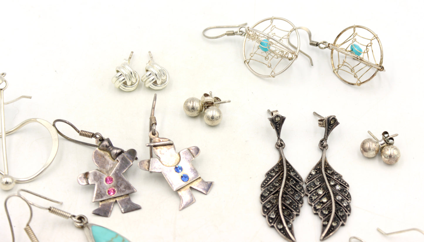 Group lot of Vintage 925 sterling silver earrings