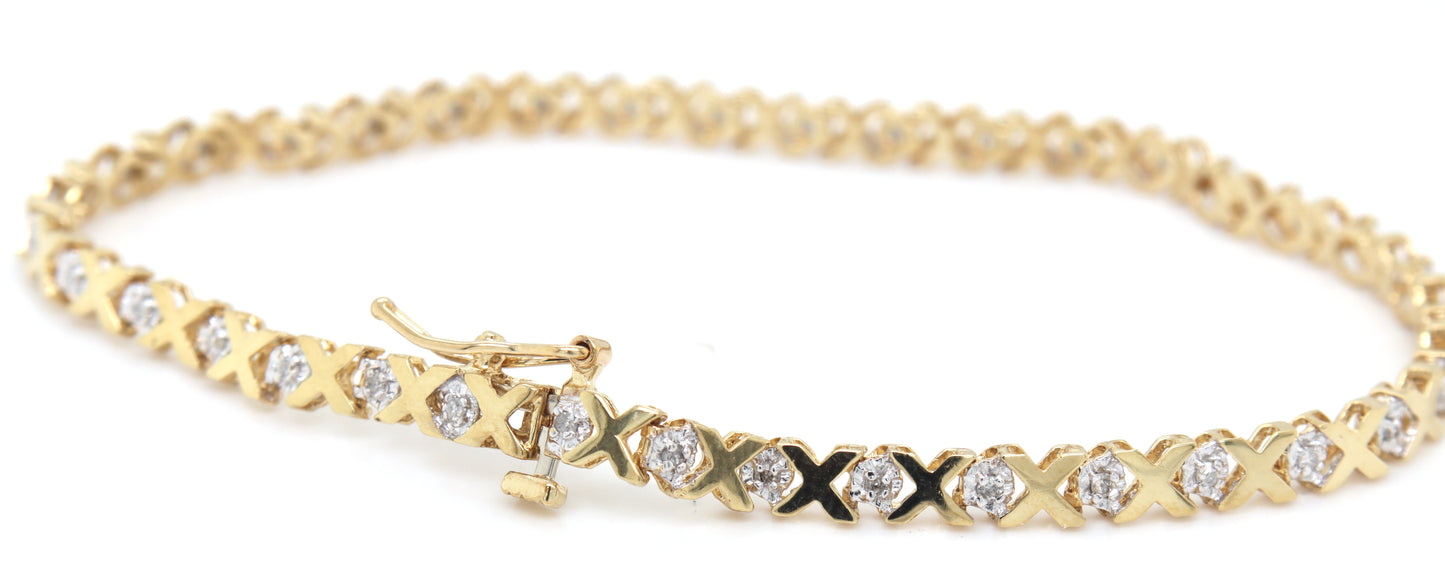 10kt Yellow gold diamond X link bracelet