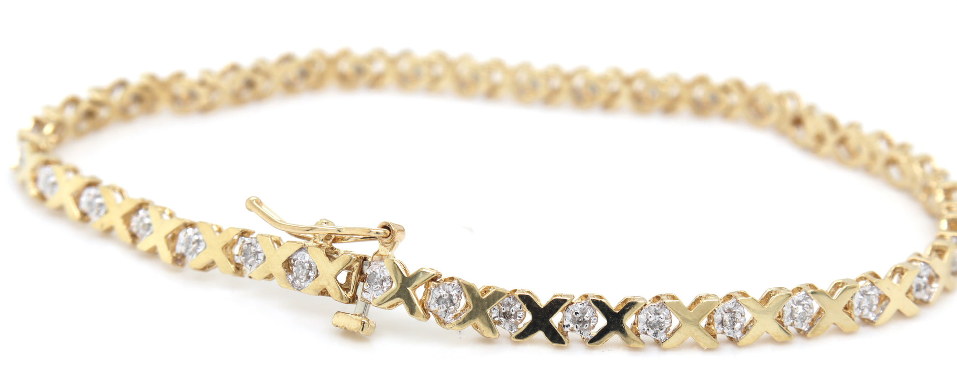 10kt Yellow gold diamond X link bracelet