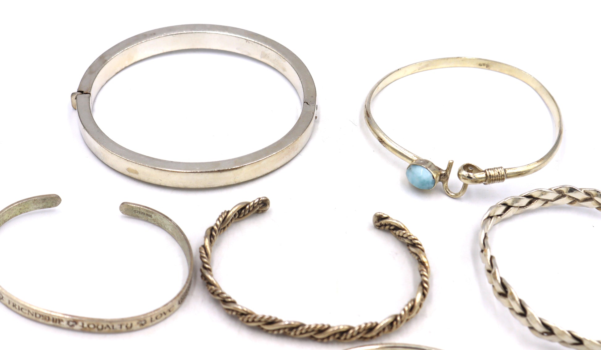 Group lot of 6 Vintage 925 sterling silver bangles