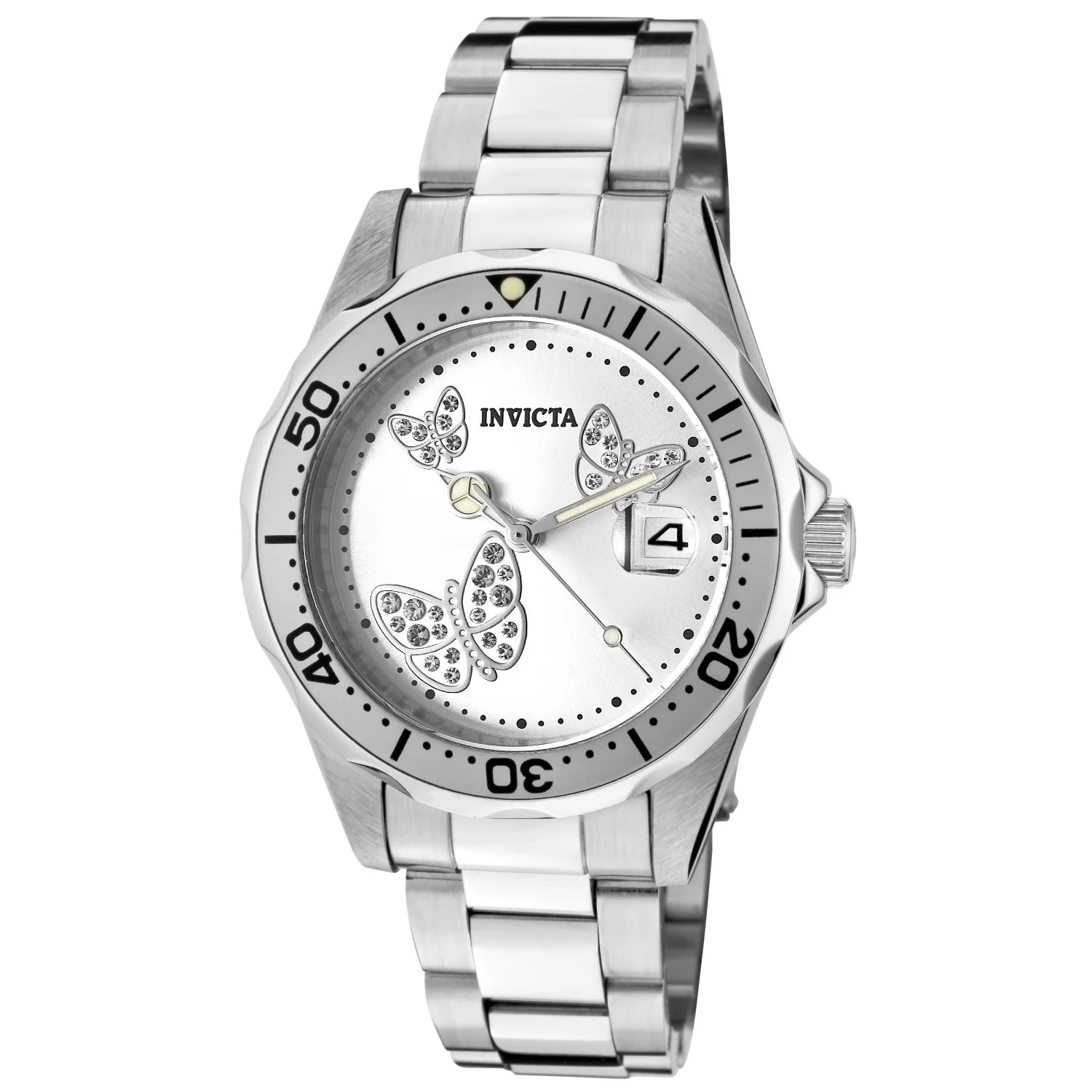 Invicta Men's Angel Quartz 3 Hand Metallic White Dial Watch