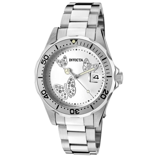 Invicta Men's Angel Quartz 3 Hand Metallic White Dial Watch