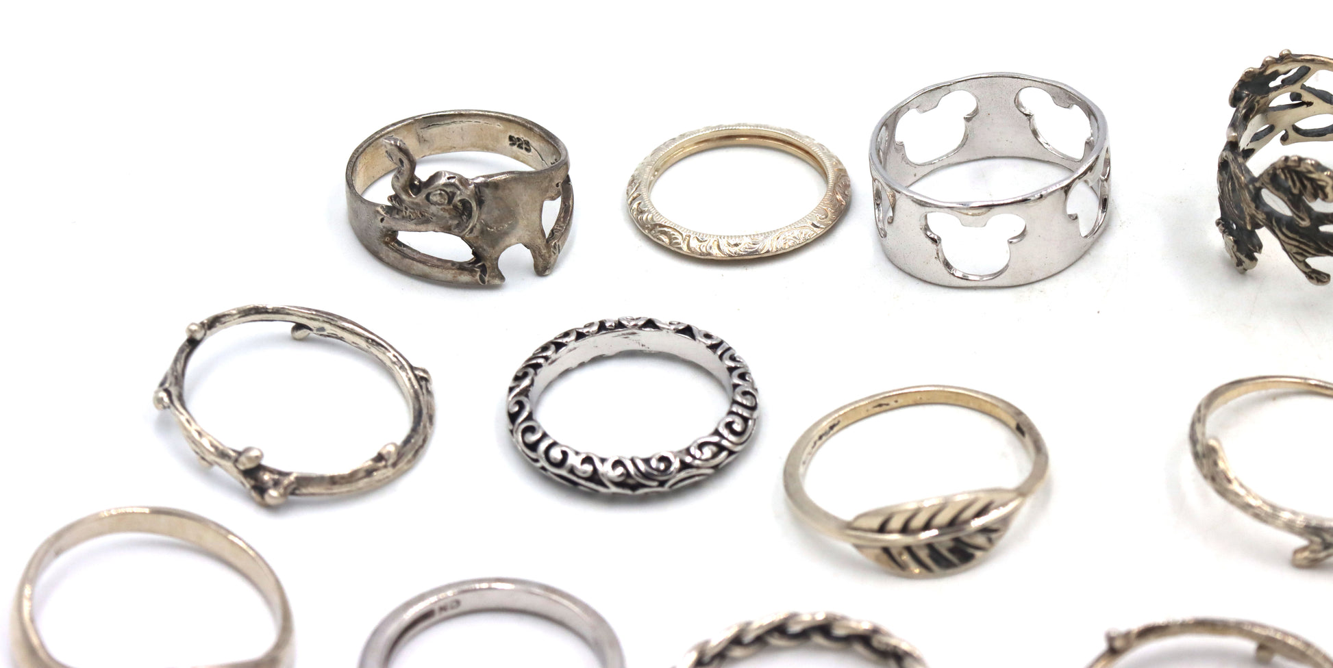 Group lot of Vintage 925 sterling silver rings