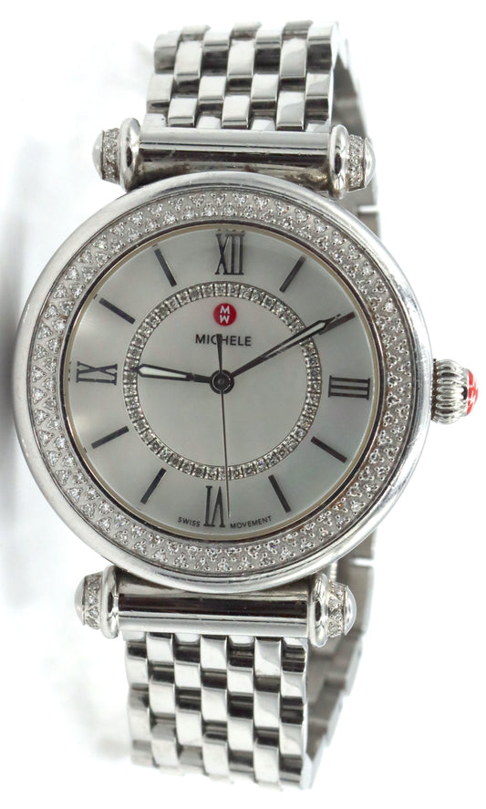 Michele Caber mid quartz mother of pearl diamond dial watch